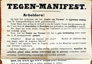 Tegen-manifest. (Affiche van het Katholiek Comité van Actie om arbeiders tot steun aan de regerin...