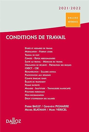 conditions de travail (édition 2021/2022)