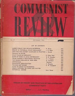 Communist Review: Organ of Theory and Practice of the Communist Party of Australia, 1944, Nine Is...