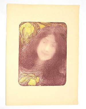 "Sous les fleurs" - Lithographie originale sur Japon - L'Estampe Moderne