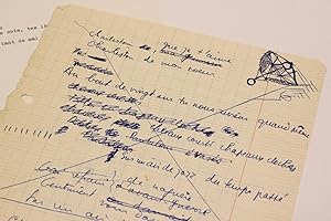 Deux manuscrit autographes complets dont un de la chanson de Boris Vian intitulée "Douce et pure"...