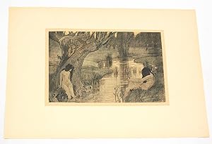 "Le bain des nymphes" - Lithographie originale sur Japon - L'Estampe Moderne