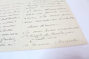 Lettre autographe signée de Robert de Montesquiou priant son correspondant journaliste de faire l...