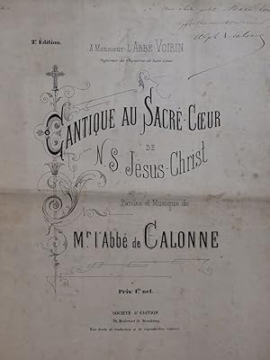 DE CALONNE Abbé Cantique au Sacré-Coeur Dédicace Chant Piano