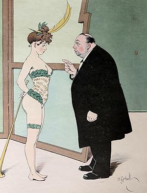 Gravure ancienne 1900 humour caricature Le bourgeois et l'artiste Tirage RARE à 25 exemplaires JAPON