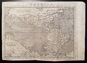 [AMERICA. Engraved map ca. 1600, North and South America with portion of Australia]. "America"