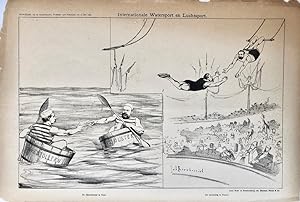 [Original lithograph/lithografie by Johan Braakensiek] Internationale Watersport en Luchtsport, 1...