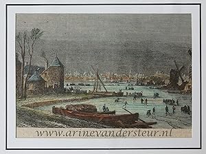 [Original print, hand colored wood engraving, Den Haag, The Hague] Vue de la Haye (Hollande), pub...