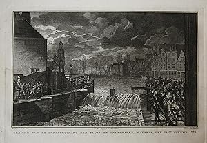 [Antique print, etching and engraving] The flood at Delftshaven in Rotterdam in 1775, published 1...