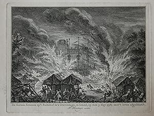 [Antique print; etching and engraving, The Hague, fire] De kermis-kramen op 't Buitehof in 's Gra...