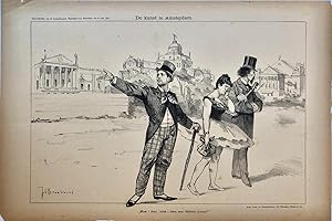 [Original lithograph/lithografie by Johan Braakensiek] De kunst te Amsterdam, 21 Juni 1891, 1 pp.