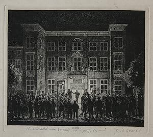 Modern print, etching | Funeral of the Delft Academy, published ca. 1864-1866, 1 p.