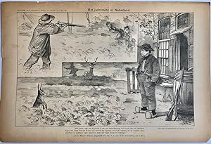 [Original lithograph/lithografie by Johan Braakensiek] Het jachtrecht in Nederland, 15 Mei 1892, ...