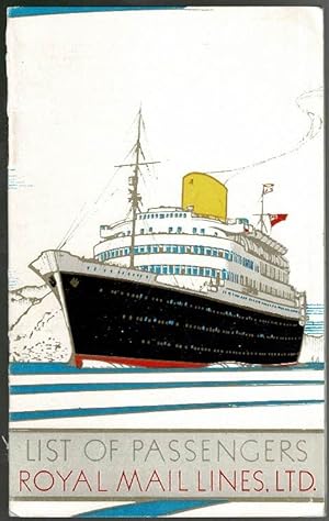 R.M.S. Andes: List of Passengers March 1952 Southampton to Buenos Aires