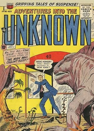 Adventures Into The Unknown 1950s Dinosaurs Comic Book Postcard