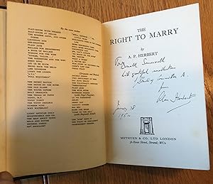THE RIGHT to MARRY (Signed & Inscribed By author)