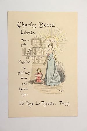 Librairie ancienne Charles Bosse Bibliophilie carte de Voeux pour 1901