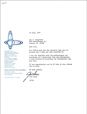 TYPED LETTER SIGNED BY APOLLO 15 ASTRONAUT JIM IRWIN