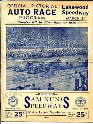 Lakewood Speedway AAA Big Car Race Program-Atlanta GA 3/31/1946-Ted Horn-VG