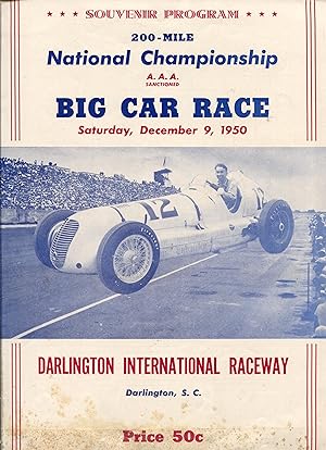 Darlington Int'l Raceway AAA Big Car Race Program 12/9/1950-Indy cars-VG
