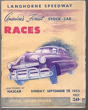 Langhorne Spdwy NASCAR Grand National Auto Race Program 9/18/1955-VG