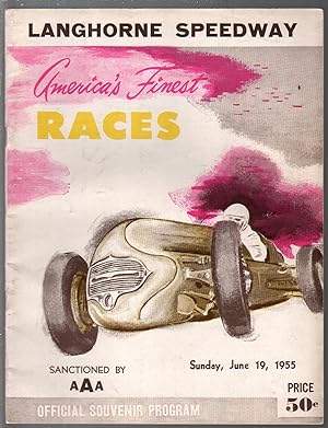 Langhorne Speedway AAA Auto Race Program 6/19/1955-Indy cars-J Bryan-VG/FN