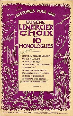 "L'AMENDE DE MONSIEUR L'ABBÉ par Eugène LEMERCIER" Monologue par Eugène LEMERCIER / Partition ori...