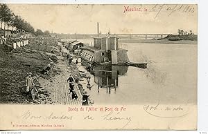 CPA 03 MOULINS. BORDS DE L'ALLIER ET PONT DE FER 1902