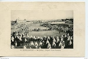 CPA MAROC MARRAKECH 14 JUILLET DEPART D'UNE FANTASIA 1908