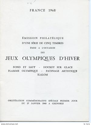 JEUX OLYMPIQUES D'HIVER GRENOBLE 1968. LIVRET EMISSION PHILATELIQUE 5 TIMBRES TIRAGE LIMITE 234/2...