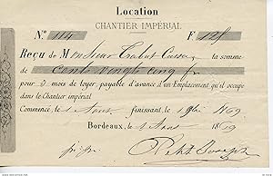 QUITTANCE DE LOYER LOCATION DANS LE CHANTIER IMPERIAL 1869
