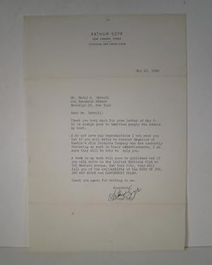 Arthur Szyk to Harry A. Ostroll. Signed typewritten letter. New Canaan. May 10, 1946