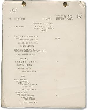 [The] Phantom of the Opera (Original post-production screenplay for the 1943 film)
