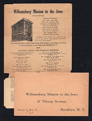 Williamsburg Mission to the Jews Circular & Donation Envelope
