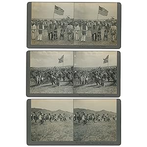 Montana Native American Dance Stereoviews (The Grass Dance in Full Swing; A Short Rest at Choosin...
