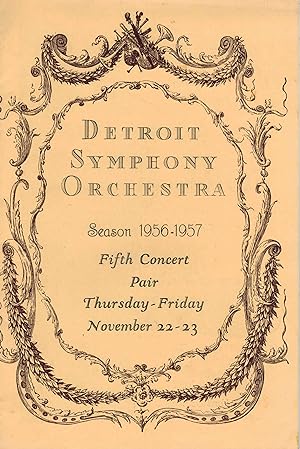 Detroit Symphony Orchestra Season 1956 1957 Fifth Concent November 22 - 23 Playbill