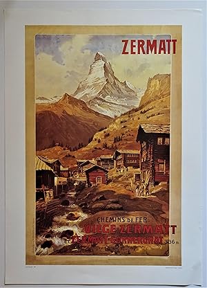 Zermatt Matterhorn 4505m Schweiz (Offset Reproduction Lithograph Poster)