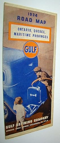 Official Gulf 1934 Road Map of Ontario, Quebec, Maritime Provinces