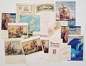 Cunard White Star menus, programs, etc. from World Cruise 1935. LOT OF 16 ITEMS.