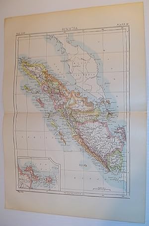 Colour Map of Sumatra - Circa 1902