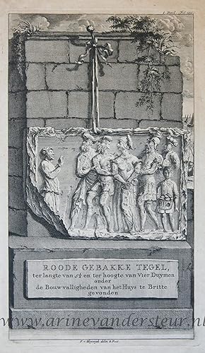 [Antique print, etching, Katwijk, Borch te Bretten] ROODE GEBAKKE TEGEL., published 1734.