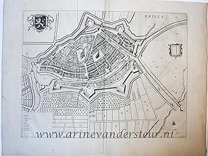 [Cartography, antique print, engraving] BRIELA, map of Briel (Brielle), published 1649.
