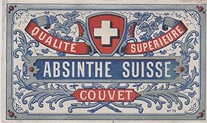 "ABSINTHE SUISSE DE COUVET" Étiquette-chromo originale (entre 1890 et 1900)