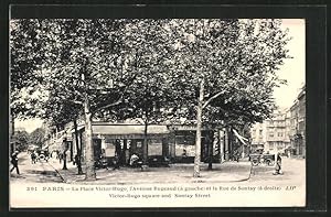 Carte postale Paris, La Place Victor-Hugo, l`Avenue Bugeaud et la Rue de Sontay
