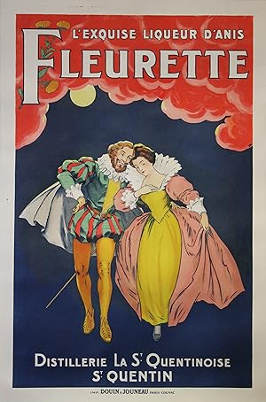 "L'EXQUISE LIQUEUR D'ANIS FLEURETTE (HENRI IV)" Affiche originale entoilée / Litho Imp. DOUIN & J...