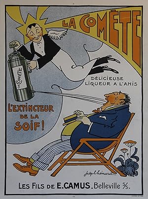 "LA COMÈTE Liqueur à Anis" Affiche originale entoilée / Litho Joseph HÉMARD / DEVAMBEZ Imp. (vers...