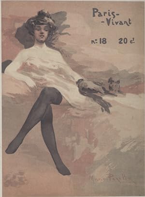 "SON PETIT CHIEN / PARIS-VIVANT N°18" / Affichette d'intérieur originale entoilée / Litho par Mar...