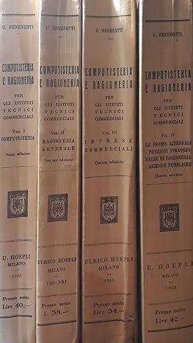 Corso di computisteria e ragioneria per gli istituti tecnici commerciali; volume I p.380, volume ...