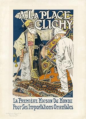 "A LA PLACE CLICHY" / Litho de Eugène GRASSET / Imp. CHAIX (1891) / Planche originale Les Maîtres...