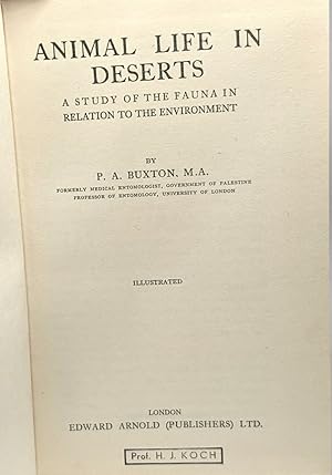 Animal life in deserts - study of the fauna in relation to the environment
